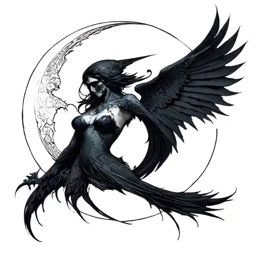 morrigan moon tattoo design idea
