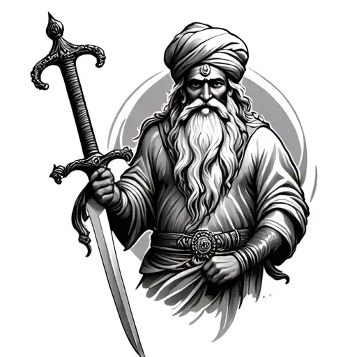 Baba deep singh with sword tattoo design idea