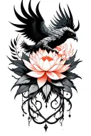 phoenix rising with lotus flowers intertwined tattoo design idea