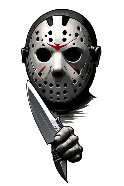 Jason Voorhees holding a knife tattoo design idea