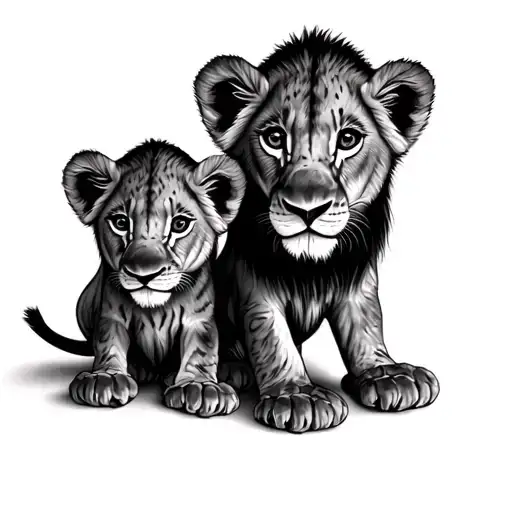 3 Lion Cubs tattoo design idea