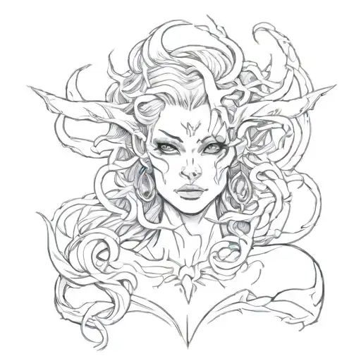 demon girl tattoo design idea