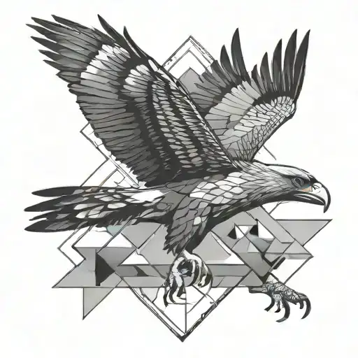 wedge tail eagle in flight with geometric triangles  tattoo design idea