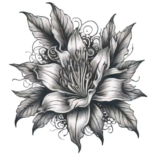"Silent Hill" surrounded by red spider lilly flower tattoo design idea