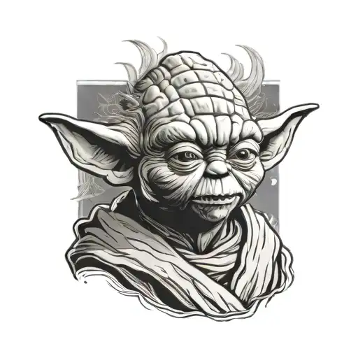 yoda head tattoo design idea