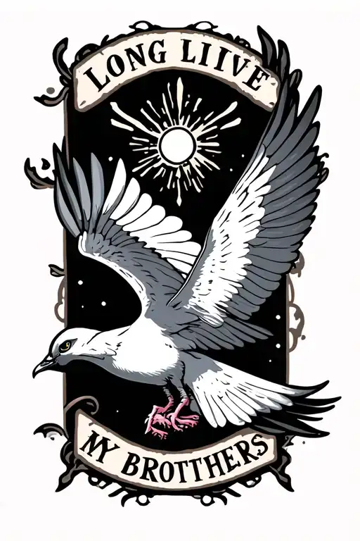 long live my brothers dove flying tattoo design idea
