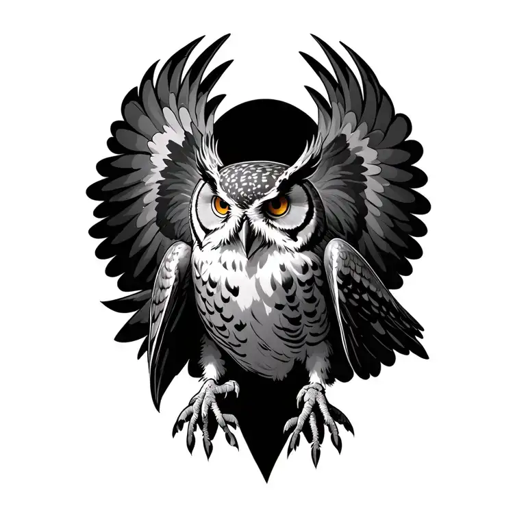 drake owl flying tattoo design idea