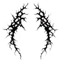 Sharp, abstract lines like tendons or energy cracks. Flowing, aggressive, irregular shape, no shading. tattoo design idea