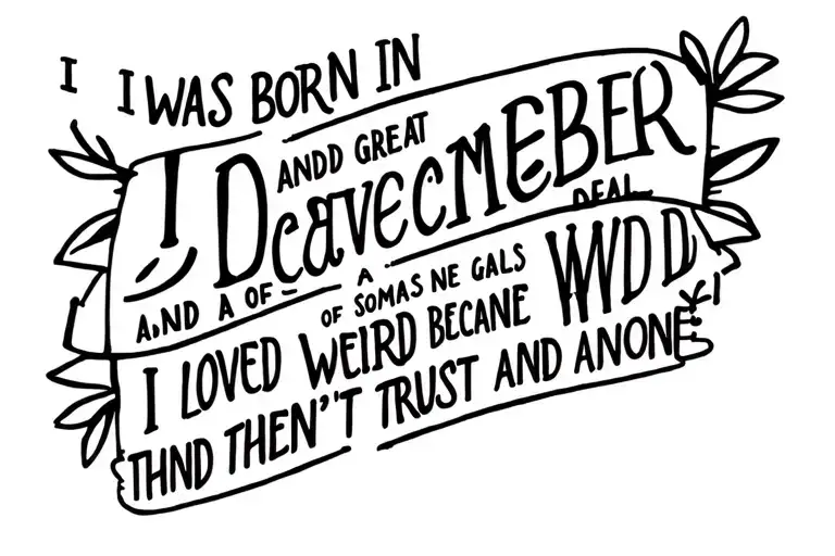 I was born in December and I have a great deal of goals and someone I loved became weird and then I couldn't trust anyone. tattoo design idea