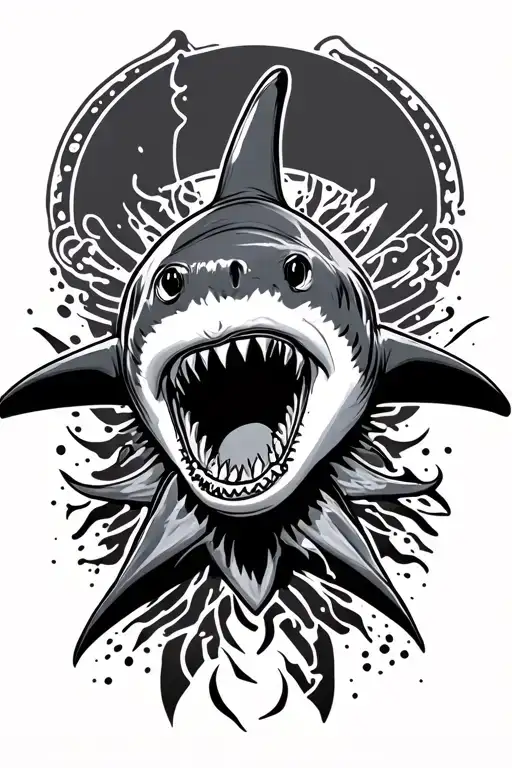 threser shark with racecar pattern forming the shape tattoo design idea
