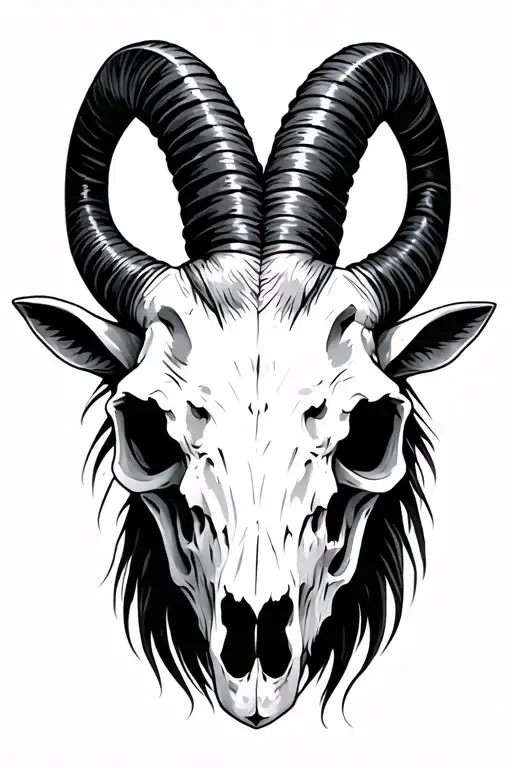 Capricorn Goat skull face tattoo design idea