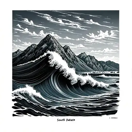 South Dakota mountain with big waves tattoo design idea
