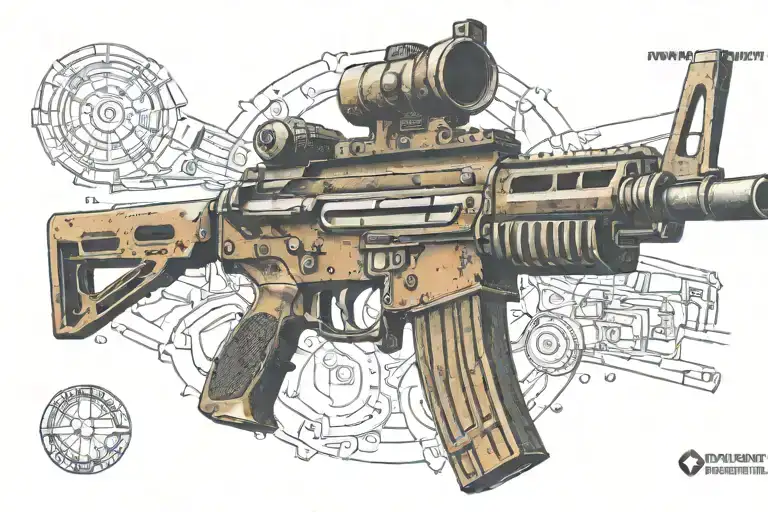 Rust assault rifle tattoo design idea