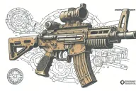 Rust assault rifle tattoo design idea