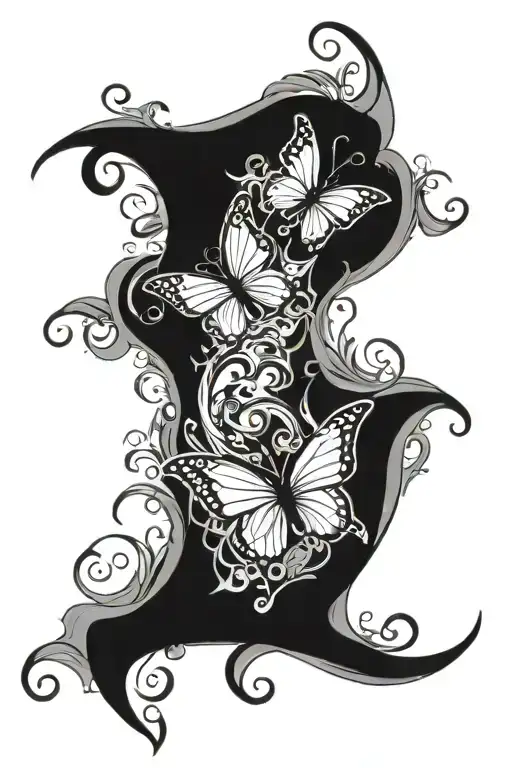 Carmen name with butterflies and swirls like lively flames tattoo design idea