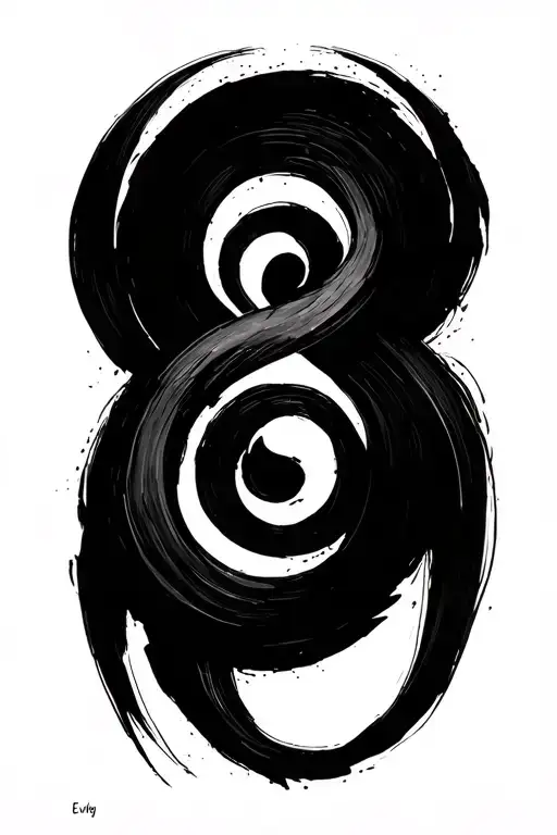 Evelyn written in brush stokes with enso circle symbol tattoo design idea