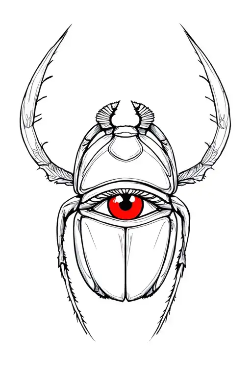 Egypt, scarab, eye of Set with red pupil tattoo design idea