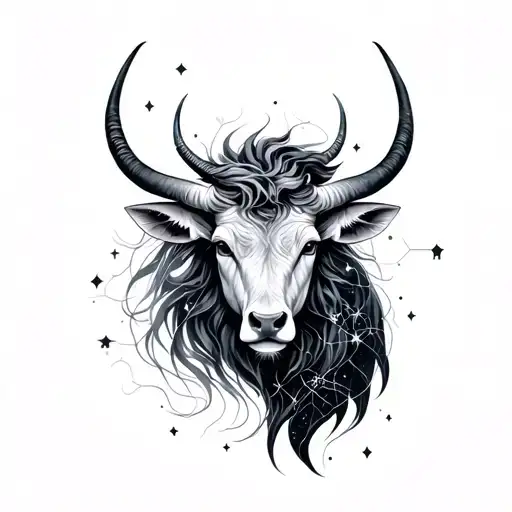 gemini, cancer, leo and capricorn constellation surrounding taurus tattoo design idea