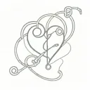 heart with stethoscope and threaded needle intertwined tattoo design idea