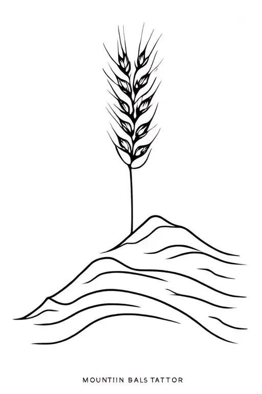 mountain waves wheat tattoo design idea
