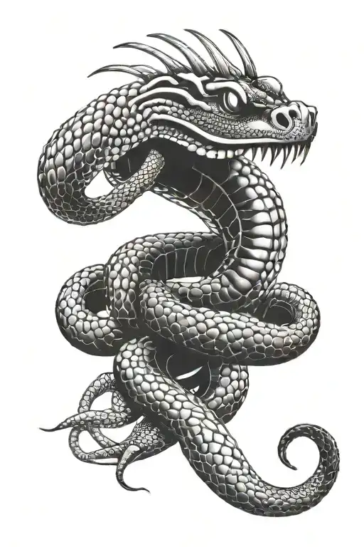 cobra snake with full face and positioned coil machine tattoo design idea