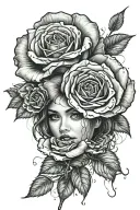 rose with girl face tattoo tattoo design idea