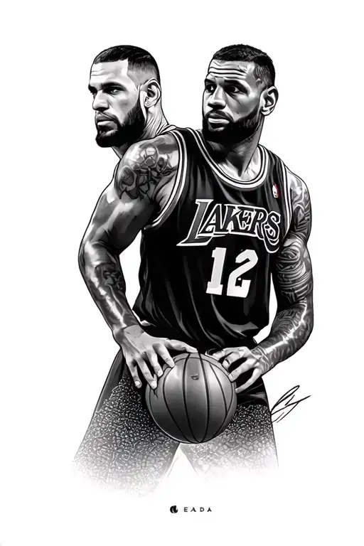 paying homage to lebron james and john cena tattoo design idea