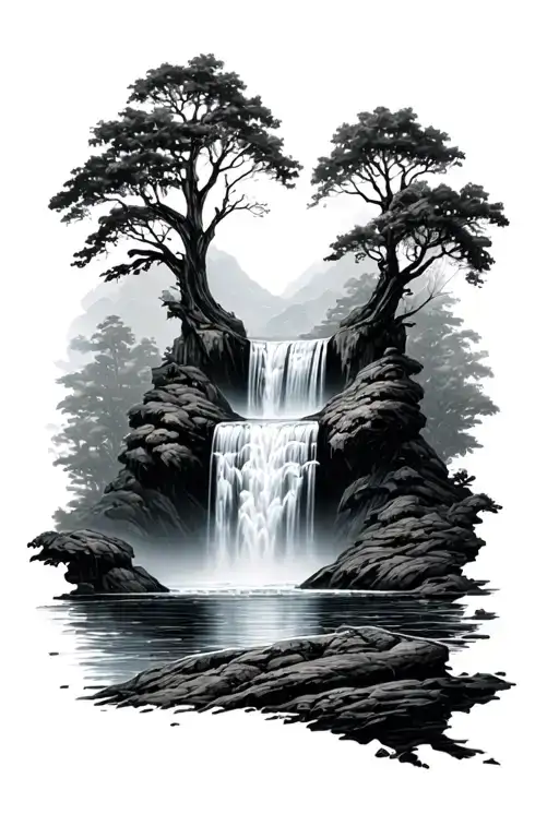 waterfall tattoo design idea