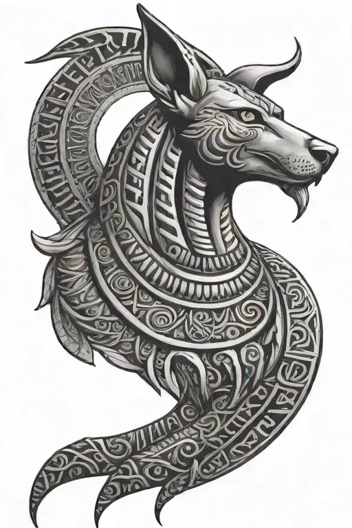 anubis egyptian god symbol in alchemy tattoo design idea