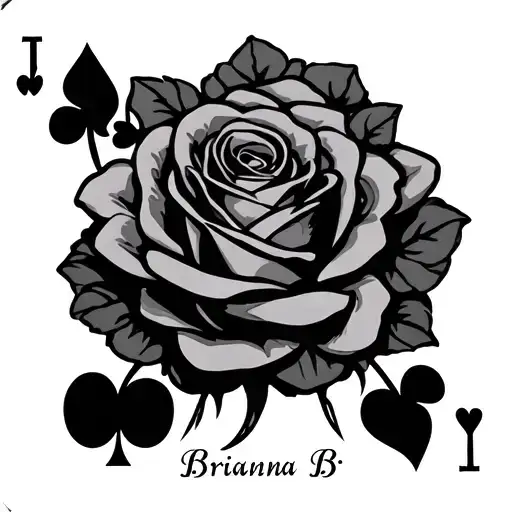 "Brianna B" roses and hearts playing card tattoo design idea