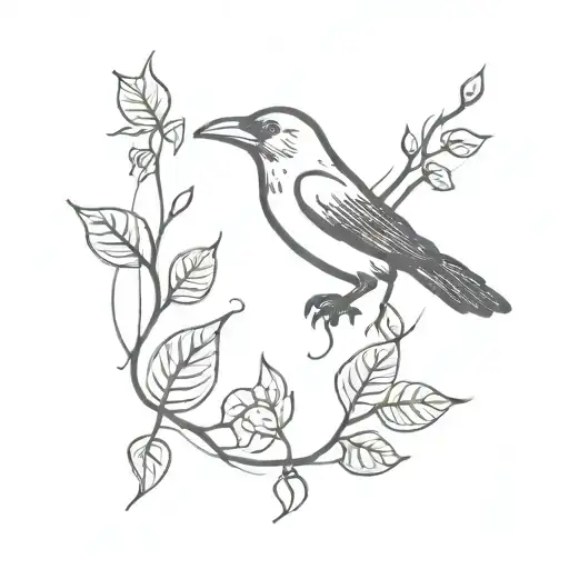 crow, poison ivy, dopamine tattoo design idea