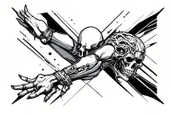 skin, rips, bio, mechanical elements, and skulls leg sleeve tattoo design idea