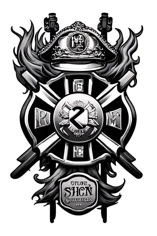 firefighter Maltese cross tattoo design idea