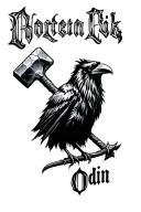 Odin's crow with third hammer and Odin's name incorporated tattoo design idea