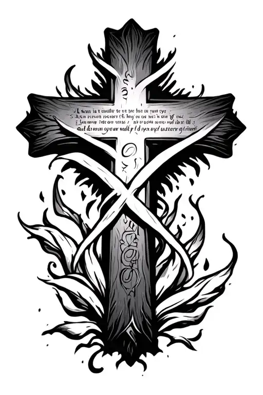 Cross with an exodus 20 verse: 12 Incorporated in tattoo design idea
