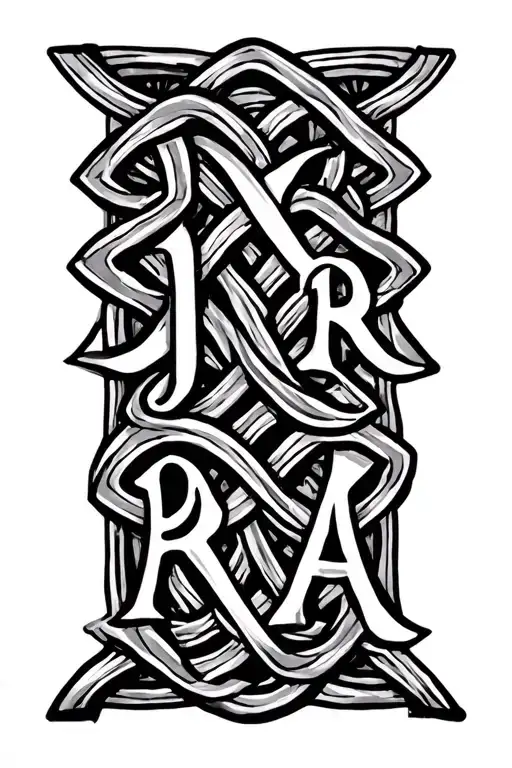 celtic knots, 4 kids initials, J, R, R, A tattoo design idea
