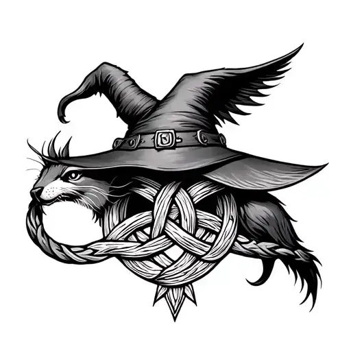 witches knot design incorporating elements of animals tattoo design idea