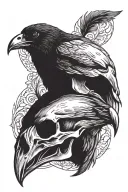 two headed crow skull tattoo design idea
