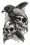 two headed crow skull tattoo design idea