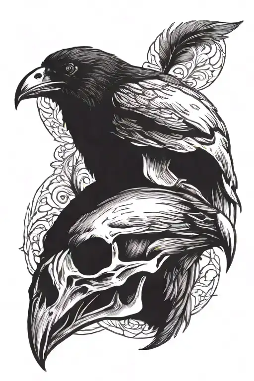 two headed crow skull tattoo design idea
