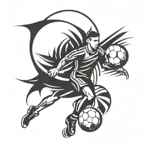 Incorporate elements of basketball, soccer, and tennis into a dynamic sports-themed tattoo design tattoo design idea