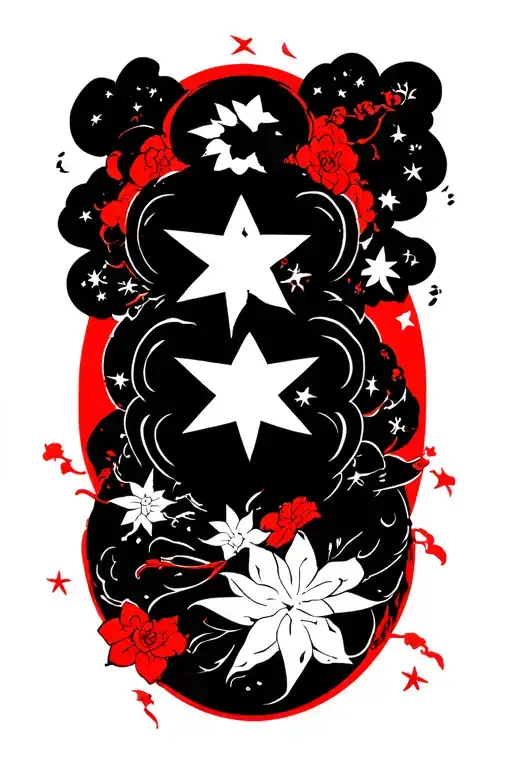 starry star star tattoo design idea