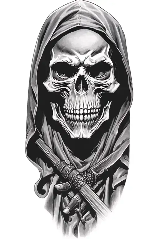 hooded reaper tattoo design idea