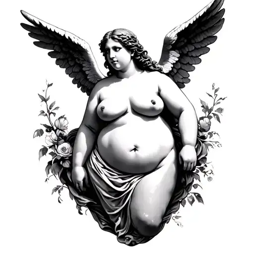 nude chubby angel tattoo design idea