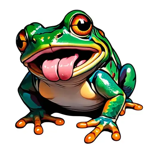 frog with tongue sticking out  tattoo design idea