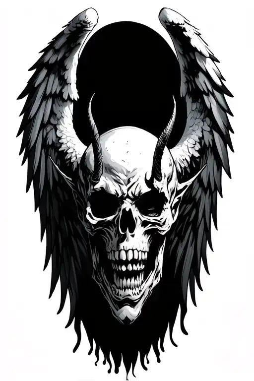 death angel burnt wings male demon tattoo design idea