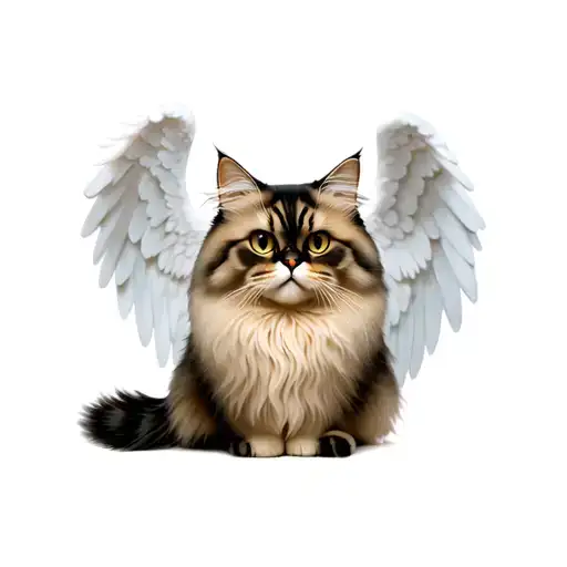 Angel wings persian cat tattoo design idea