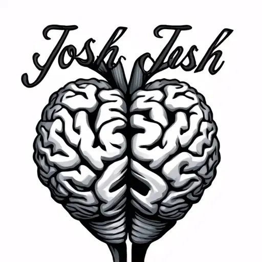 half heart half brain with hidden word josh tattoo design idea