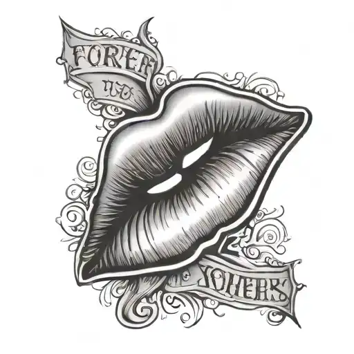 "Forever yours, sincerely" kiss lips print at the end  tattoo design idea