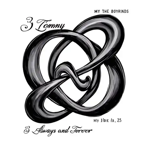 infinity symbol my name destiny my boyfriends name Tommy the date 3-10-25 and always and forever in a tatto tattoo design idea